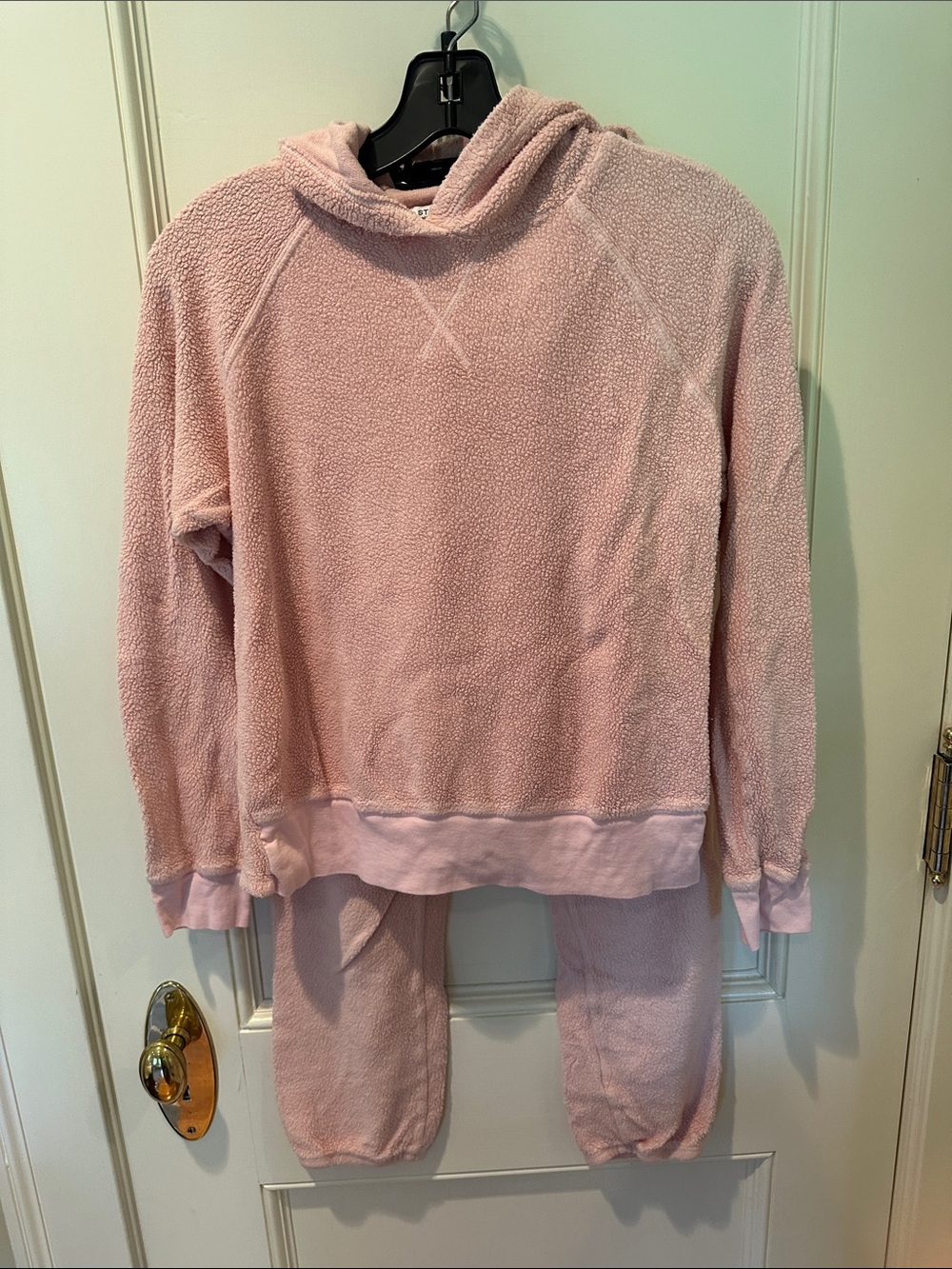 Statewide Women's Cozy Pink Hooded Fleece Pullover Sweater & Jogger SZ XS